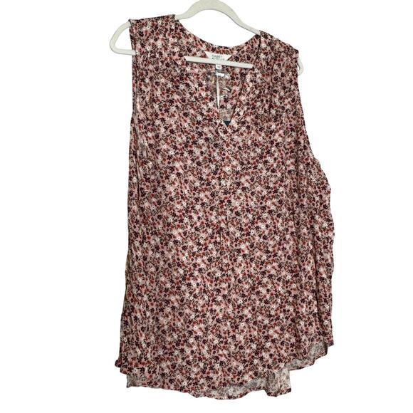 Market & Spruce Sleeveless Floral Pink Split Neck Rayon Blouse Top Size 2X NWT - Picture 2 of 7